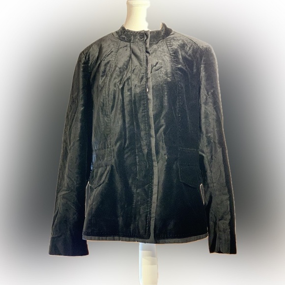 Coldwater Creek Jackets & Blazers - Women’s size 16 ColdWater creek black velvet Nehru collar‎ jacket hidden buttons